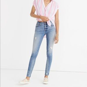 Madewell 9" High-Rise Skinny Jeans: Destructed-Hem